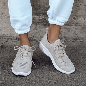 Lulus Fran Taupe Knit Sneakers